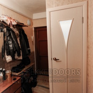 Дверь 4с3х ПО в цвете белёный дуб (худ.стекло)